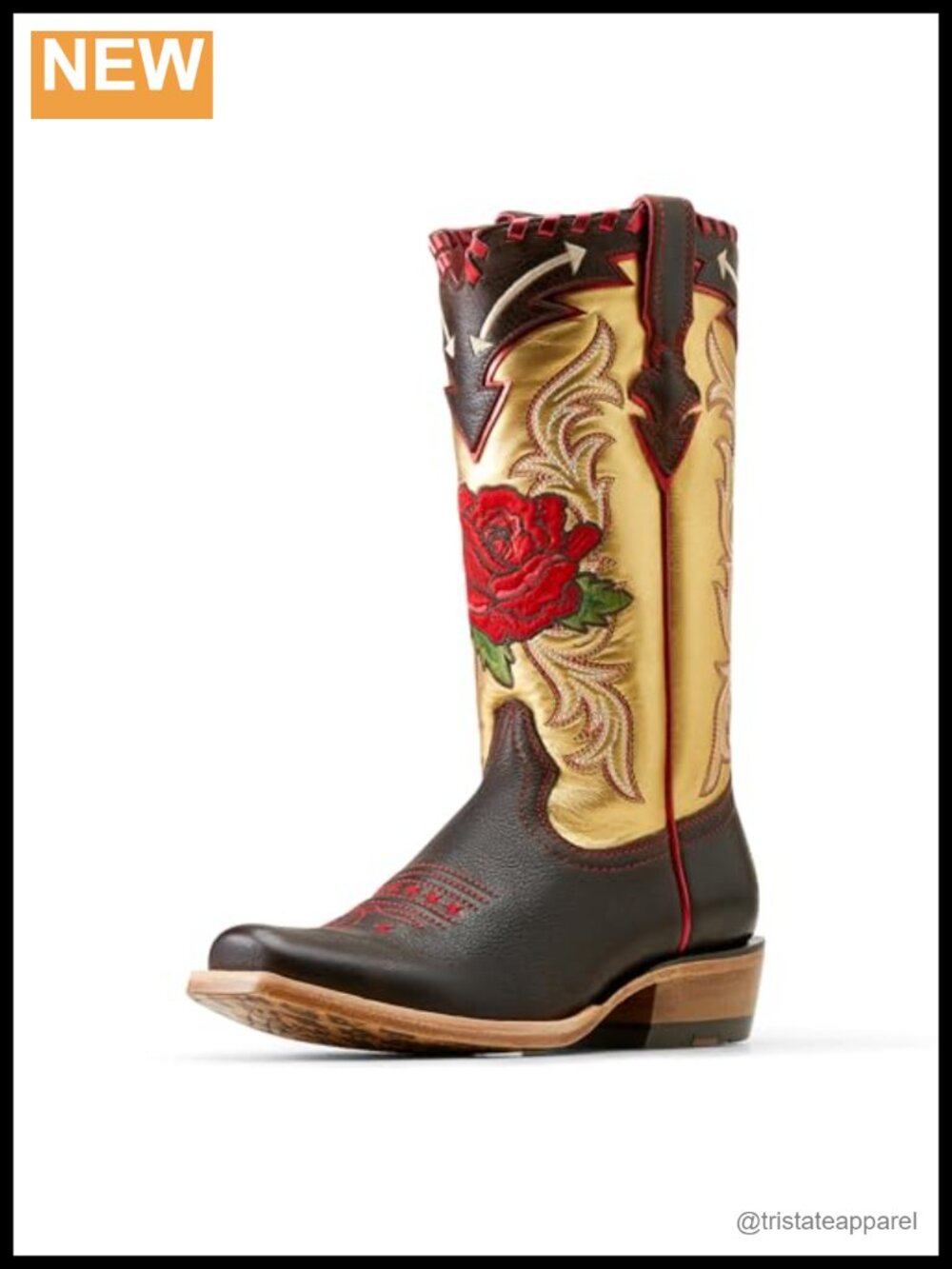 ARIAT Futurity Rodeo Quincy Western Boots Square Toe Embroidered Pull-On Calf